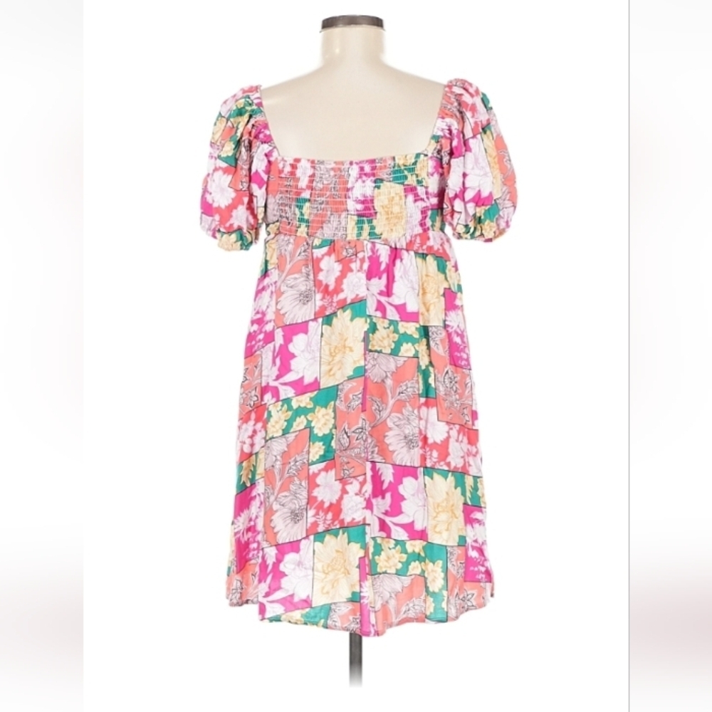 GeeGee Patchwork Floral Puff Sleeve Dress Size M - Picture 5 of 15